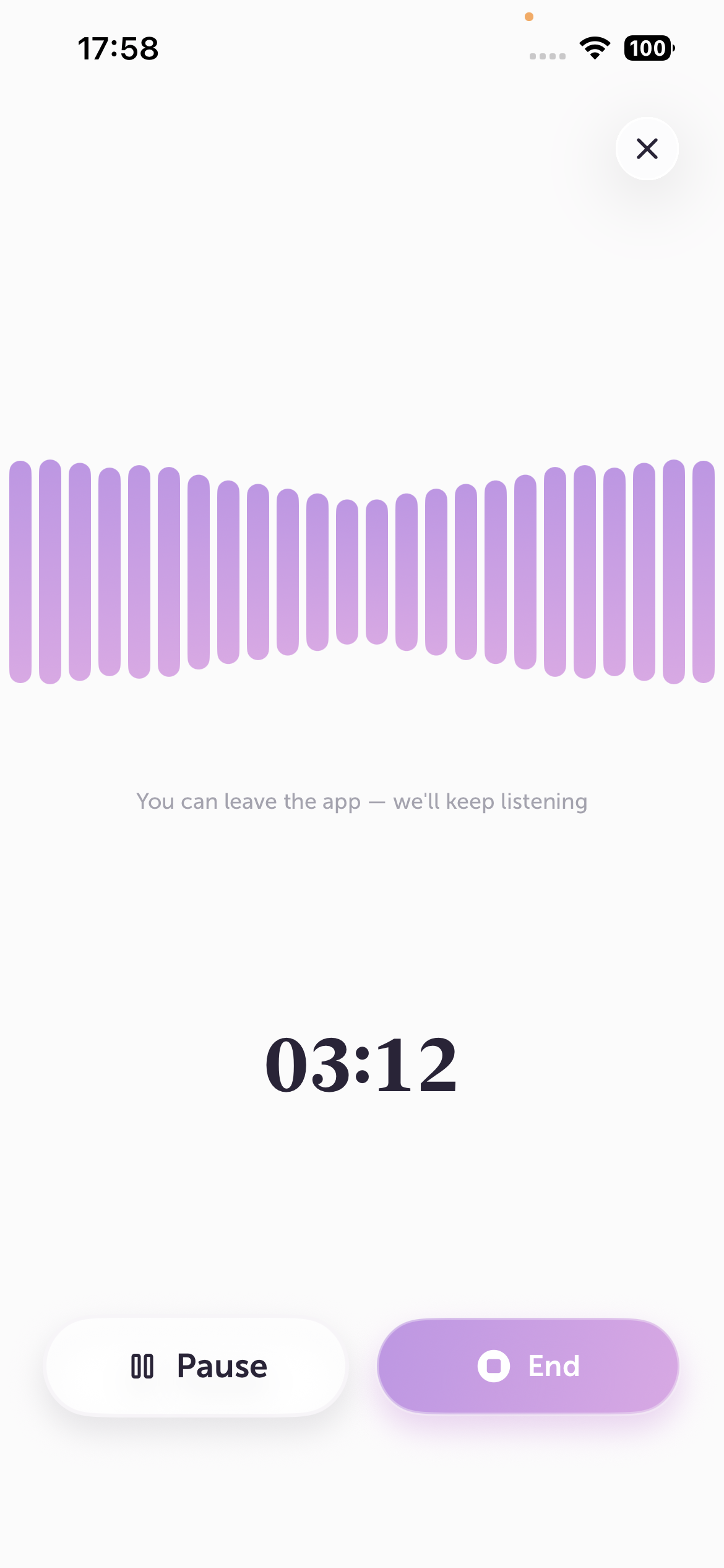 The Auro summary screen on iPhone, showing an instant AI summary of a voice memo organized into clear headings and bullet points.